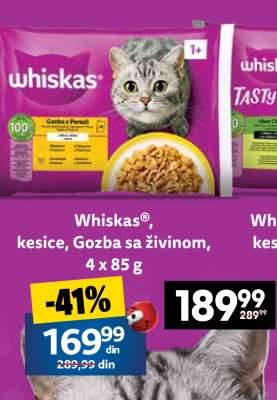 Whiskas®, kesice, Gozba sa živinom, 4 x 85 g
