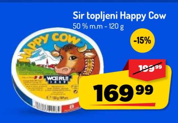 Sir topljeni Happy Cow