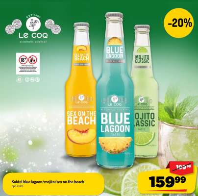 Koktel blue lagoon/mojito/sex on the beach