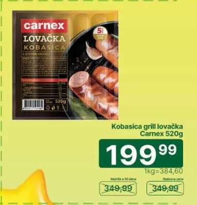 Kobasica grill lovačka Carnex 520g