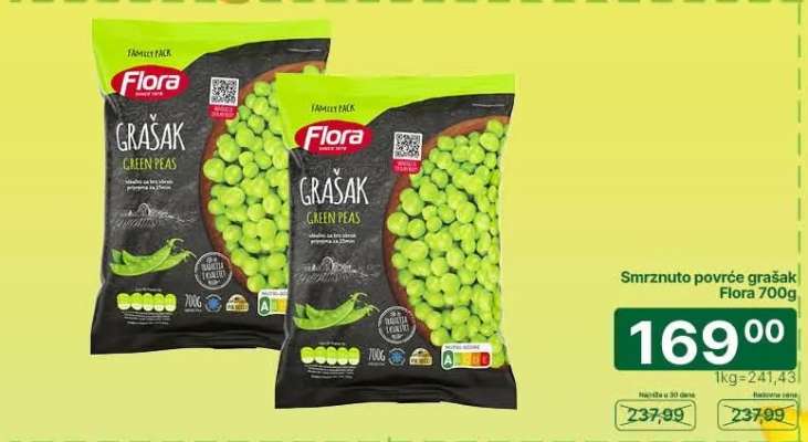 Smrznuto povrće grašak Flora 700g