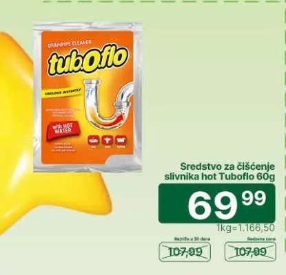 Sredstvo za čišćenje slivnika hot Tuboflo 60g