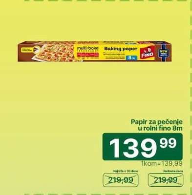 Papir za pečenje u rolni Fino 8m