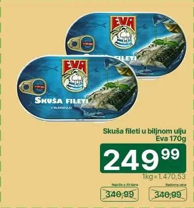 Skuša fileti u biljnom ulju Eva 170g