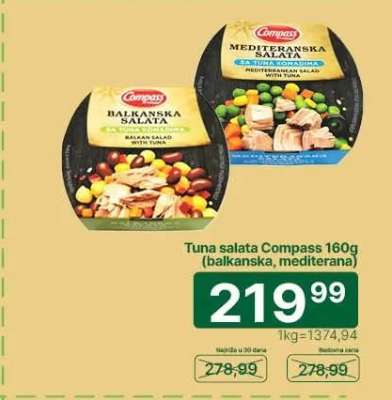 Tuna salata Compass 160g (balkanska, mediterana)