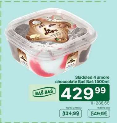 Sladoled 4 amore chocolate Baš Baš 1500ml