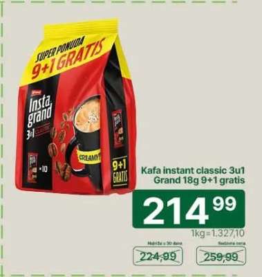 Kafa instant classic 3u1 Grand 18g 9+1 gratis