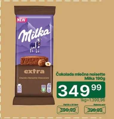 Čokolada mlečna noisette Milka 190g