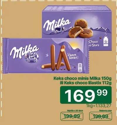 Keks choco minis Milka 150g ili Keks choco iliastix 112g
