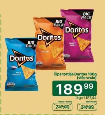 Čips tortilja Doritos 160g