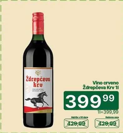 Vino crveno Ždrepčeva krv, 1l