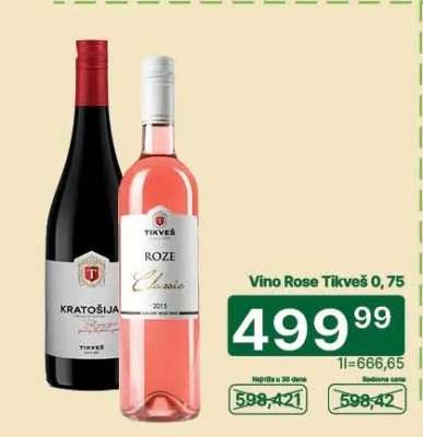 Víno Rose Tikveš 0,75