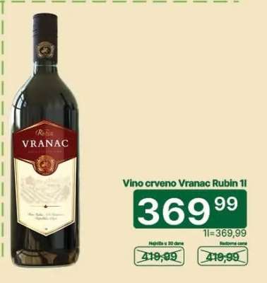 Vino crveno vranac Rubin 1l