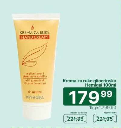 Krema za ruke glicerinska Hemigal 100ml