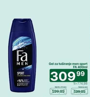 Gel za tuširanje men sport Fa 400ml