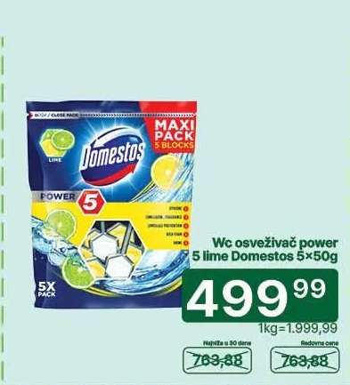 Wc osveživač power 5 lime Domestos 5×50g