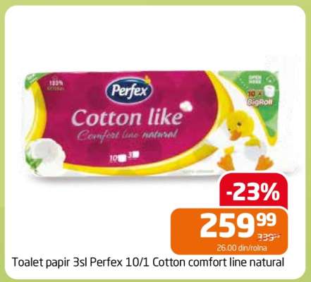 Toalet papir 3sl Perfex 10/1 Cotton comfort line natural