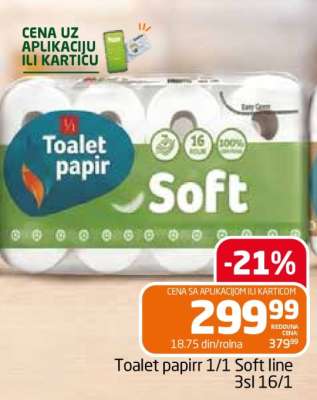 Toalet papir 1/1 Soft line 3sl 16/1
