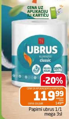 Papirni ubrus 1/1 mega 3sl