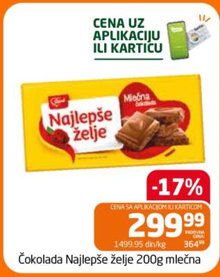 Čokolada Najlepše želje 200g mlečna