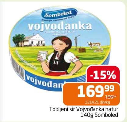 Topljeni sir Vojvodanka natur 140g Somboled