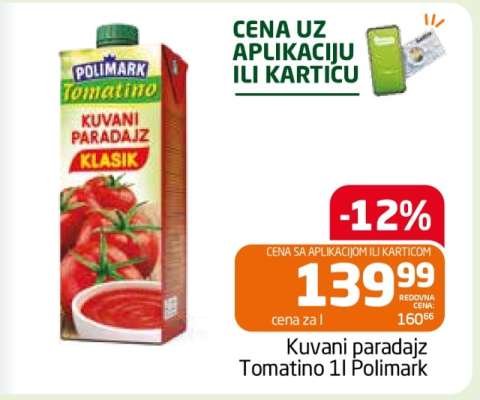 Kuvani paradajz Tomatino 1l Polimark