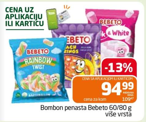 Bombon penasta Bebeto 60/80 g više vrsta