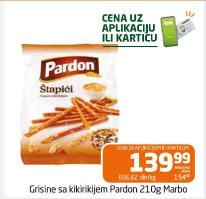 Grisine sa kikirikijem Pardon 210g Marbo