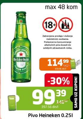 Pivo Heineken 0,25l
