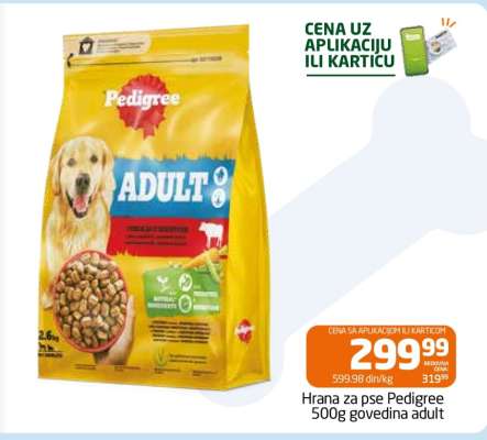 Hrana za pse Pedigree 500g govedina adult