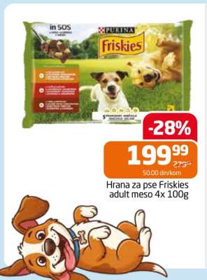 Hrana za pse Friskies adult meso 4x100g