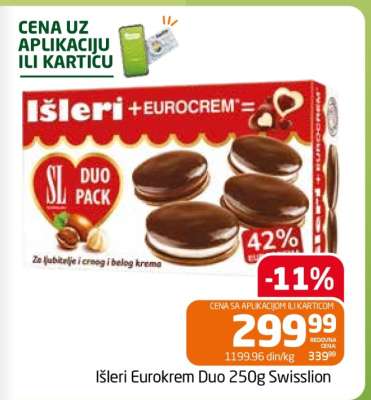 Išleri Eurokrem Duo 250g Swisslion