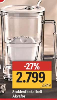 Stakleni bokal beli Akvafor