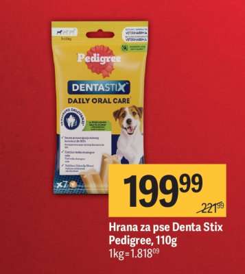 Hrana za pse Denta Stix Pedigree, 110g