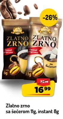 Zlatno zrno sa šećerom 11g, instant 8g