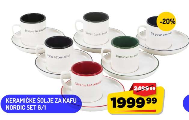 KERAMIČKE ŠOLJE ZA KAFU NORDIC SET 6/1