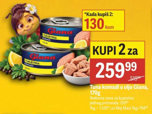Tuna komadi u ulju Giana, 170g