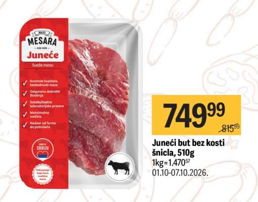 Junečí but bez kostí šnicla, 510g