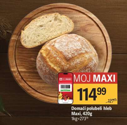 Domaći polubeli hleb Maxi, 420g