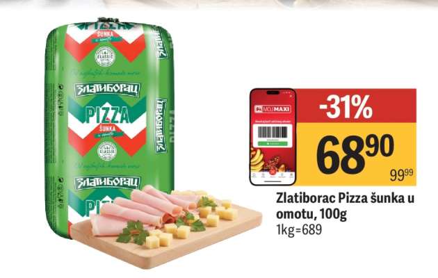 Zlatiborac Pizza šunka u omotu , 100g