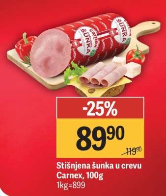 Stisnjena šunka u crevu Carnex 100g