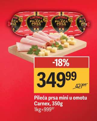Pileća prsa mini u omotu Carnex, 350g