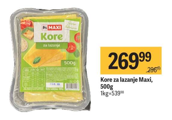 Kore za lazanje Maxi, 500g
