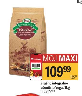Brašno integralno pšenično Vega , 1kg
