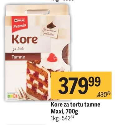 Kore za tortu tamne Maxi, 700g