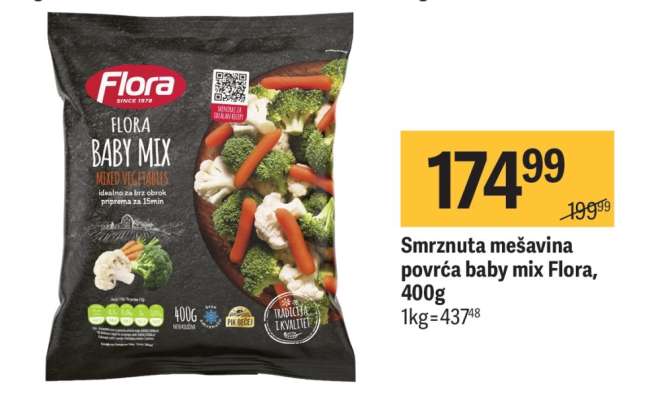 Smrznuta mešavina povrća baby mix Flora, 400g