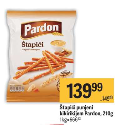 Štapići punjeni kikirikijem Pardon , 210g
