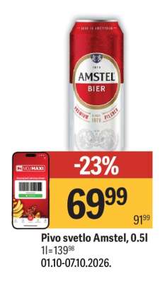 Pivo svetlo Amstel 0,5L