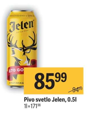 Pivo svetlo Jelen 0.5l