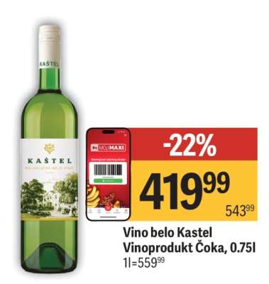 Vino belo Kaštel Vinoprodukt Čoka 0.75l